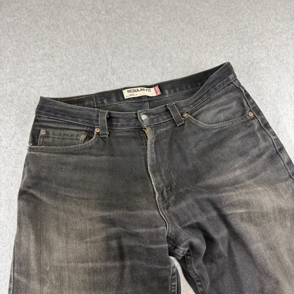 Vintage y2k Levi's 505 Regular Fit Jeans Mens 35x32 Black Faded Straight Denim